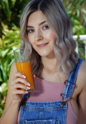 Adorable teen babe with hot ass Karen G stripping and teasing her poon